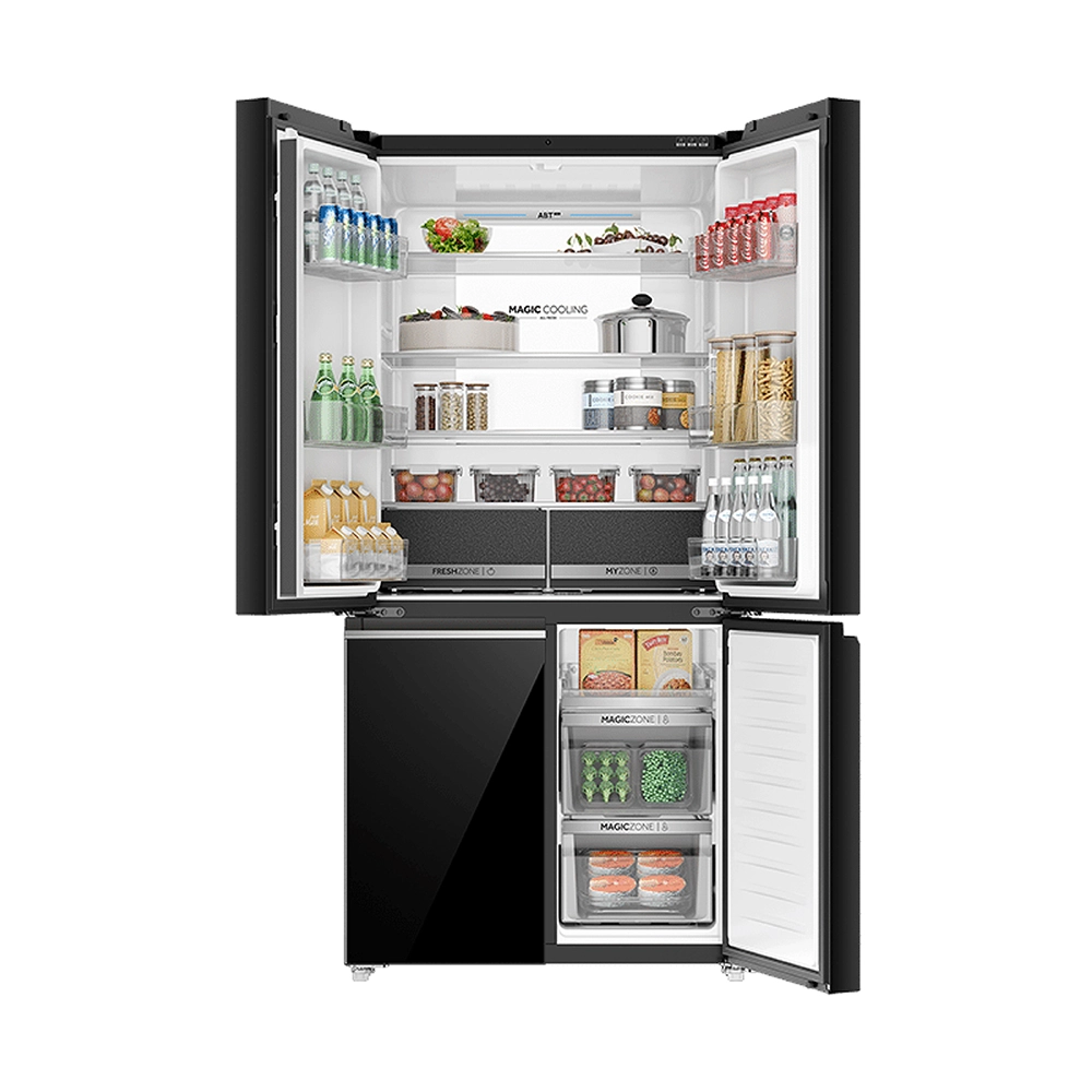 Haier 630L Black Glass 4-door Convertible Refrigerator
